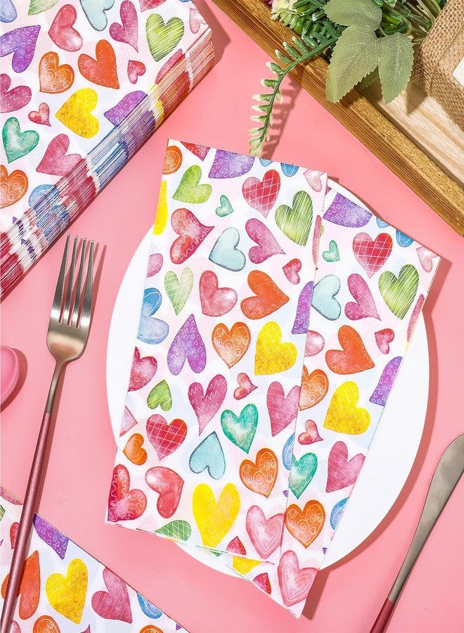 JarThenaAMCS مناديل جارثينا إيه إم سي إس ٥٠ قطعة لضيوف عيد الحب، مناديل ملونة على شكل قلوب حب، مناديل ورقية للاستخدام مرة واحدة، مناديل عشاء بألوان مائية، مناديل ورقية لليدين، مناسبة للحمام، حفلات الزفاف، ذكرى الزواج، لوازم المائدة - Image 4